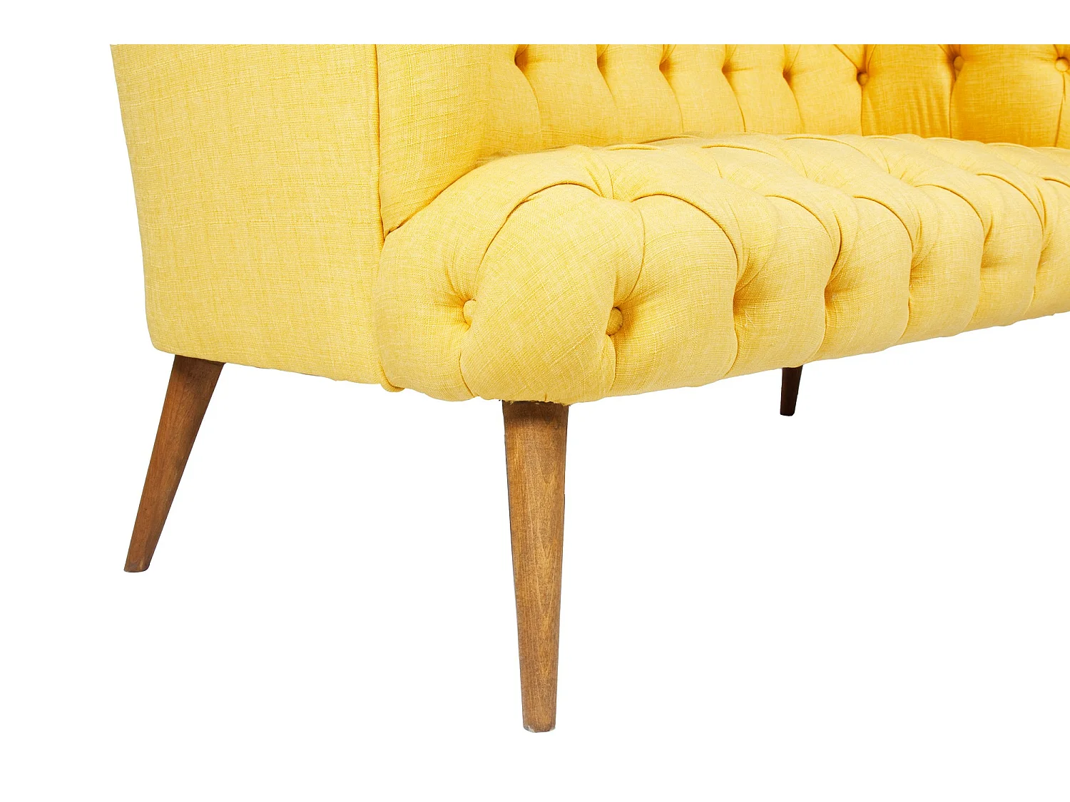 2-zits bank in Chesterfield-stijl in Wester gele stof 140 cm