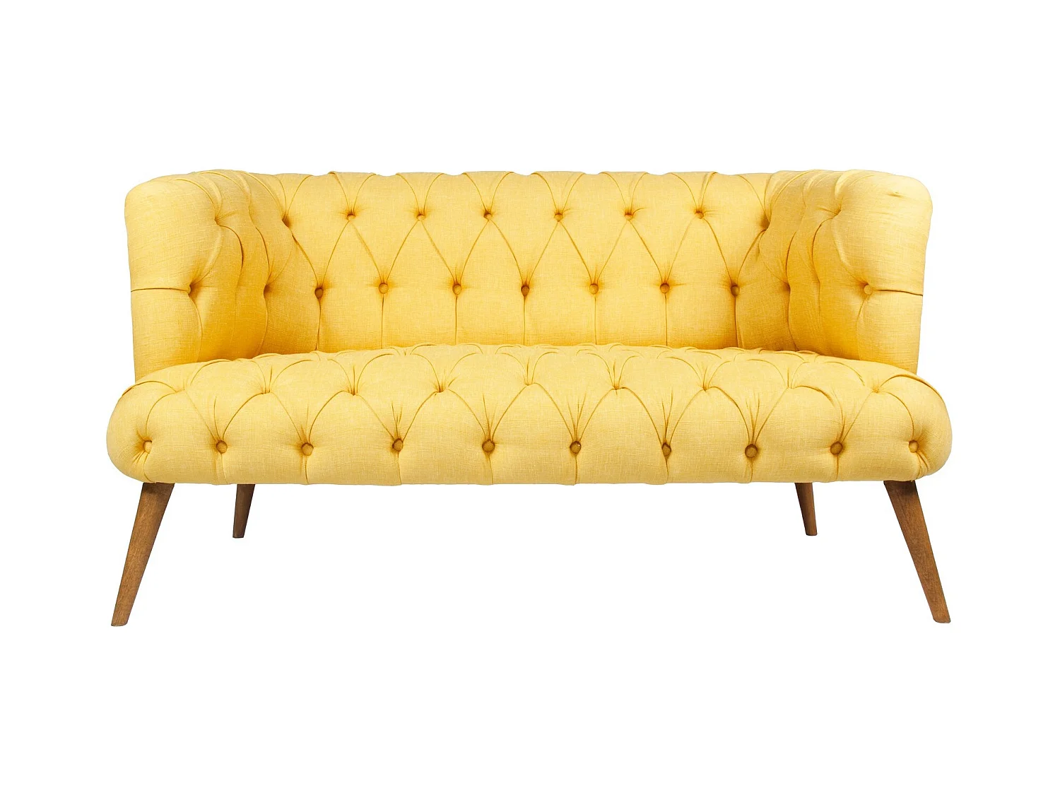 Canapé 2 places style Chesterfield tissu jaune Wester 140cm