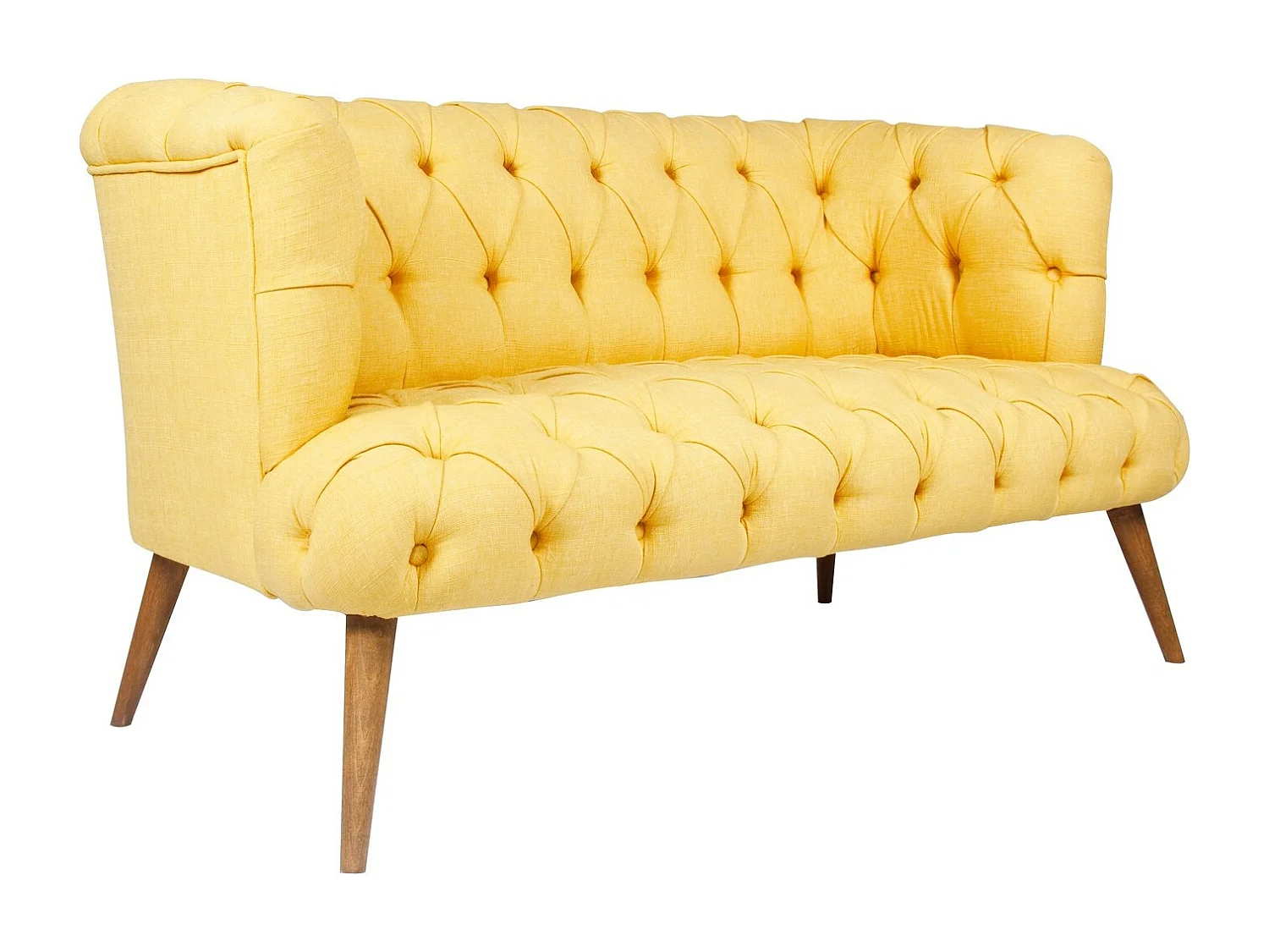 Sofá chesterfield Altadena 249, Amarillo, 140x75x76cm, Tapiz, Patas: Madera