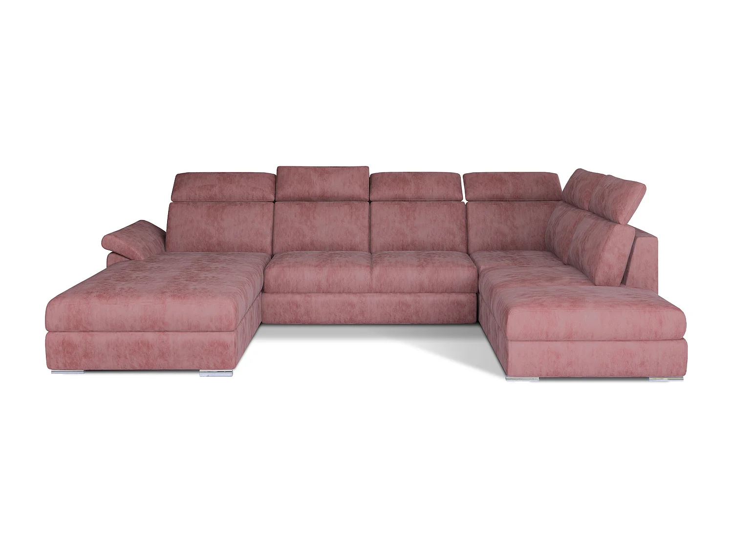 Canapé panoramique convertible velours rose cuivré coffre de rangement à gauche Levano 330cm