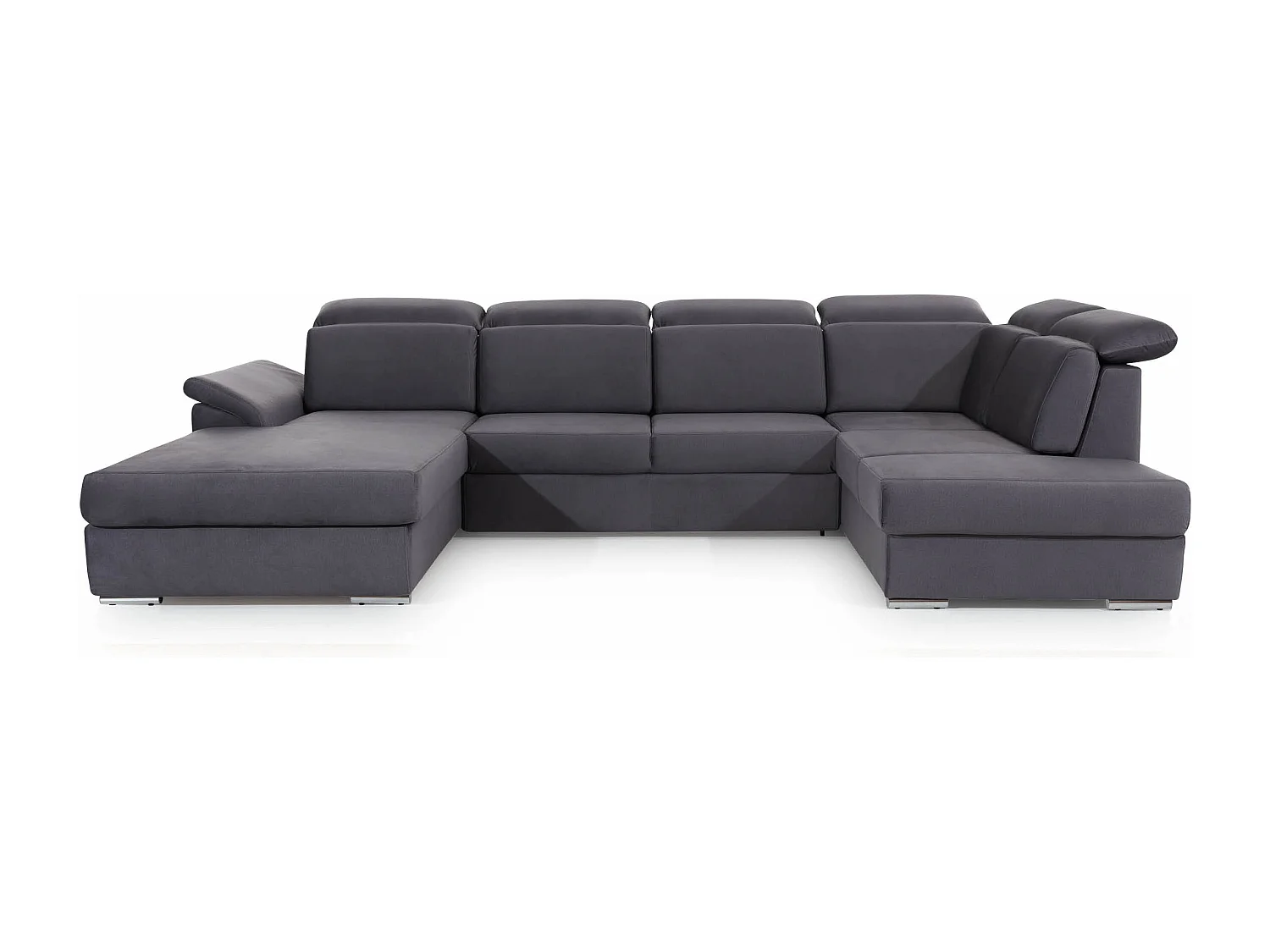 Canapé panoramique convertible velours rose cuivré coffre de rangement à gauche Levano 330cm