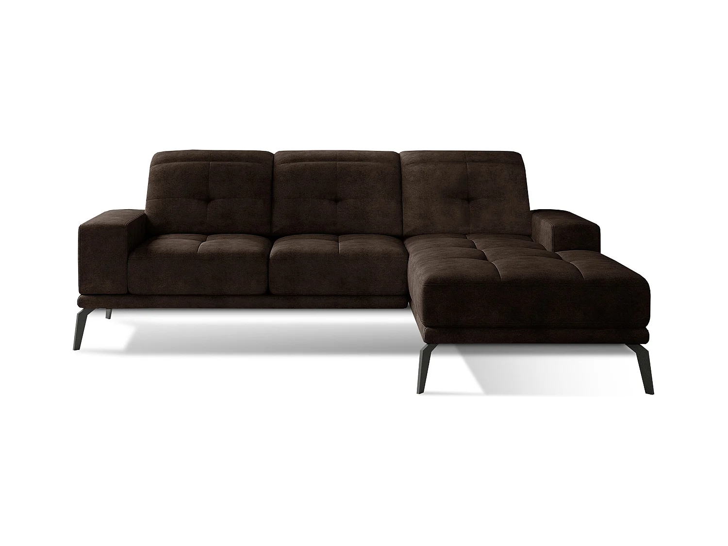 Canapé d'angle droit 5 places tissu marron Torpille 265cm