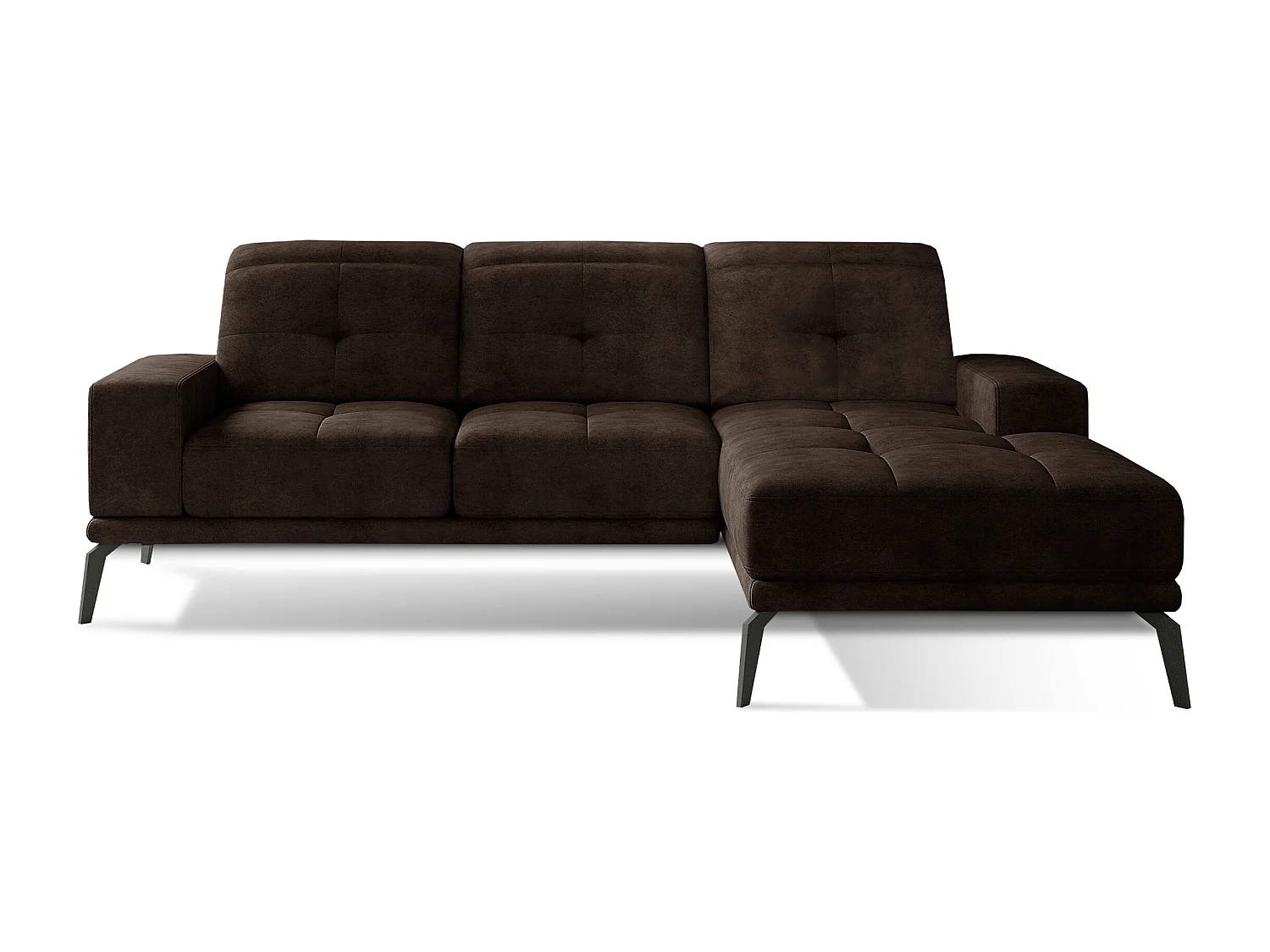 Canapé d'angle droit 5 places tissu marron Torpille 265cm