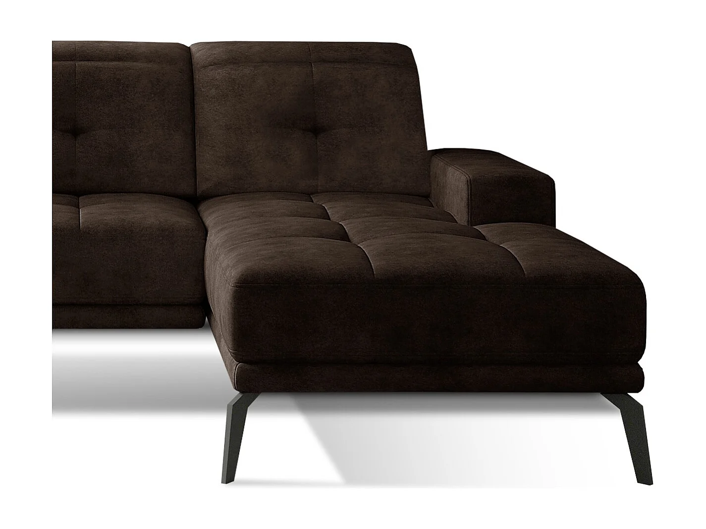 Canapé d'angle droit 5 places tissu marron Torpille 265cm