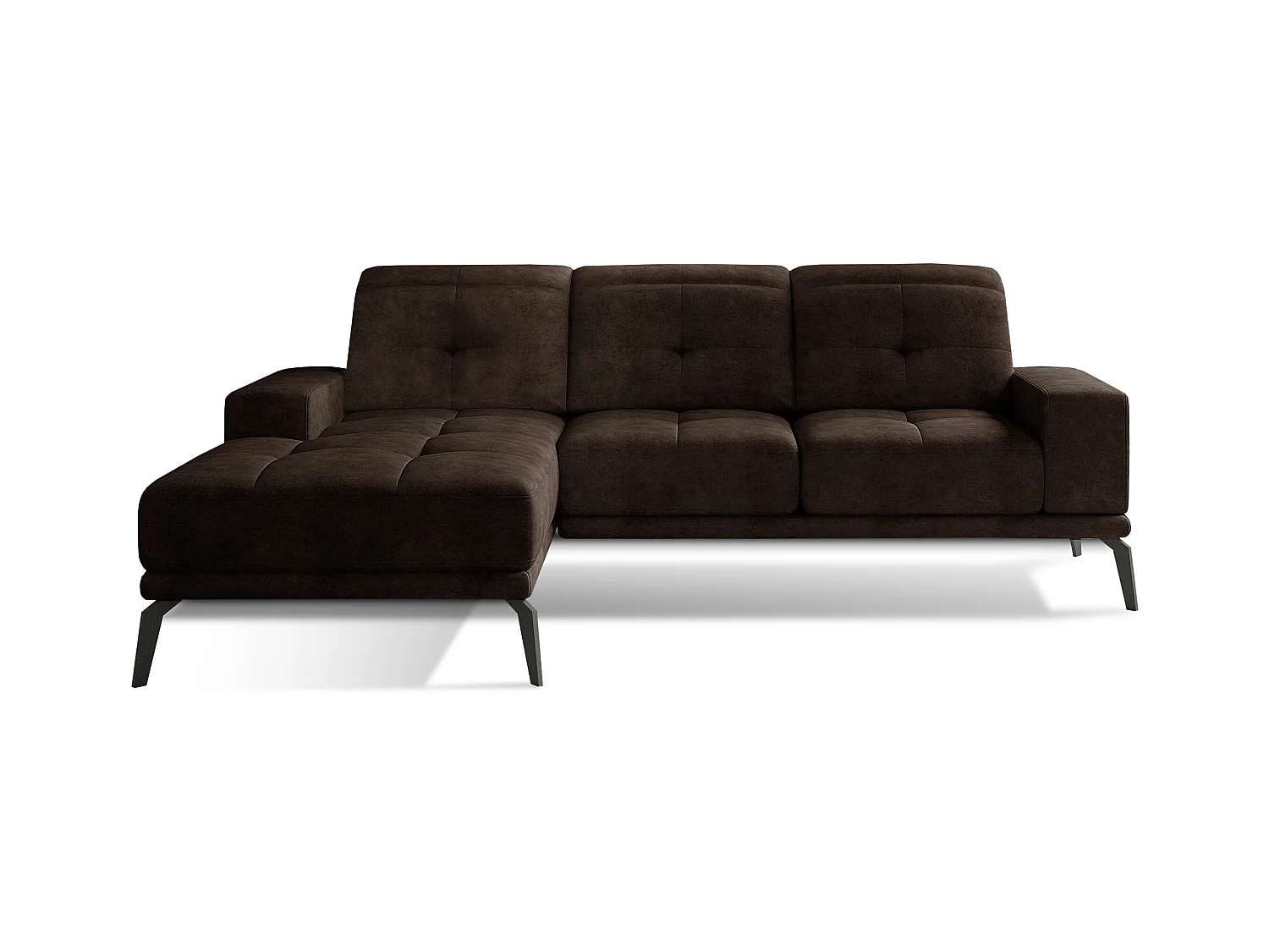 Canapé d'angle gauche 5 places tissu marron Torpille 265cm