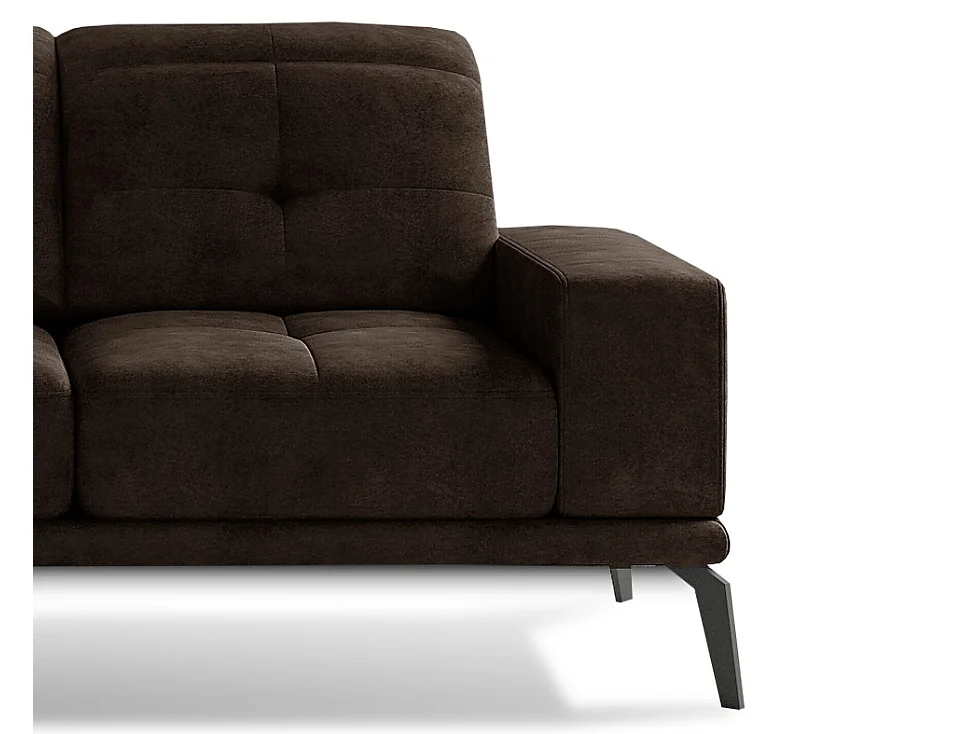 Canapé d'angle gauche 5 places tissu marron Torpille 265cm