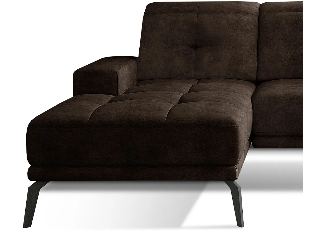 Canapé d'angle gauche 5 places tissu marron Torpille 265cm