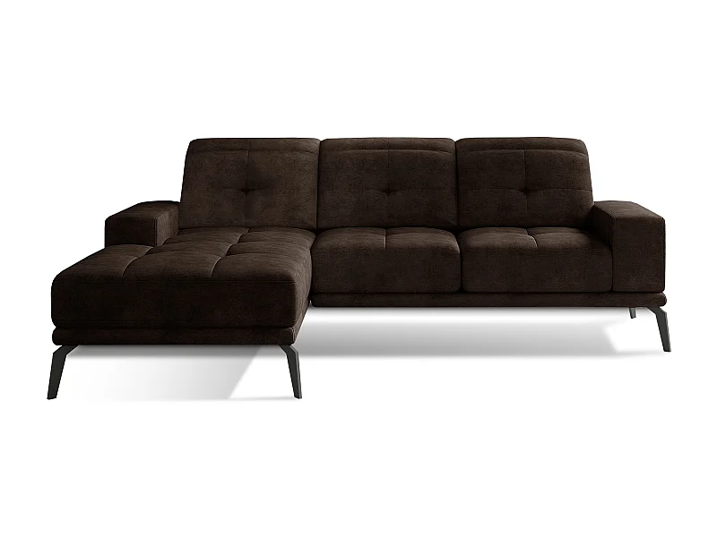 Canapé d'angle gauche 5 places tissu marron Torpille 265cm