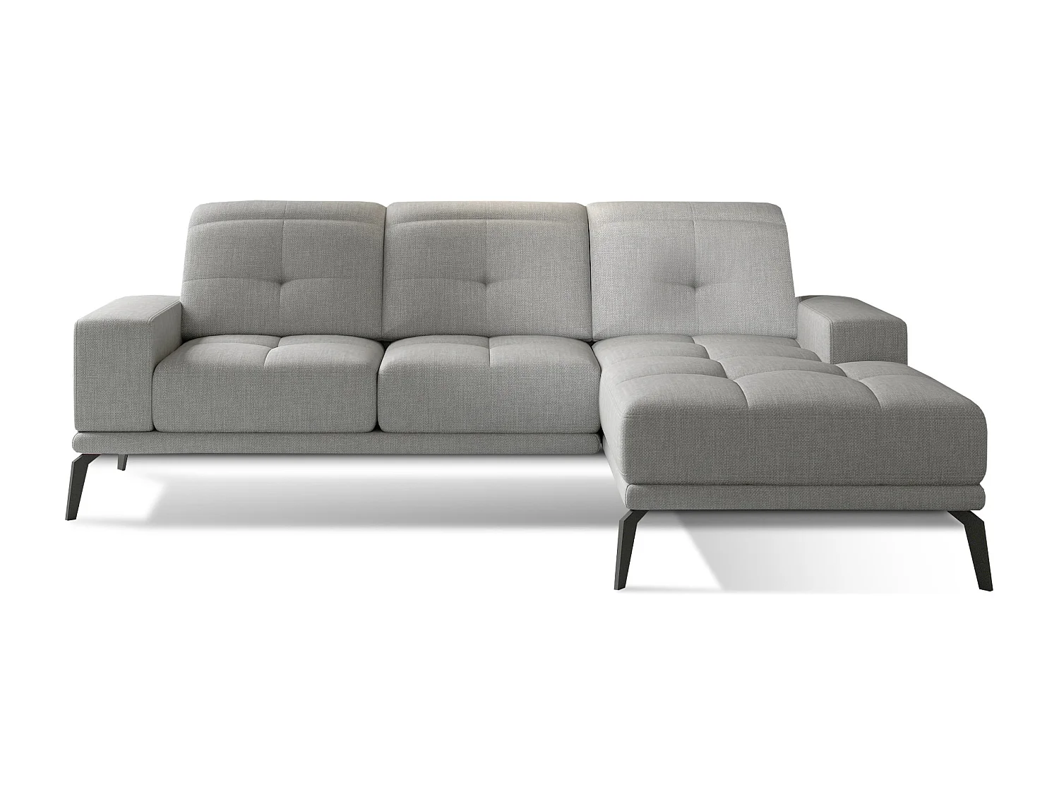 Canapé d'angle droit 5 places tissu gris souris Torpille 265cm