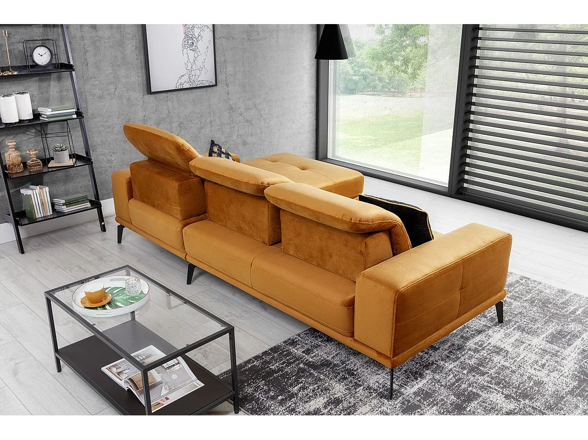 Canapé d'angle droit 5 places tissu gris souris Torpille 265cm