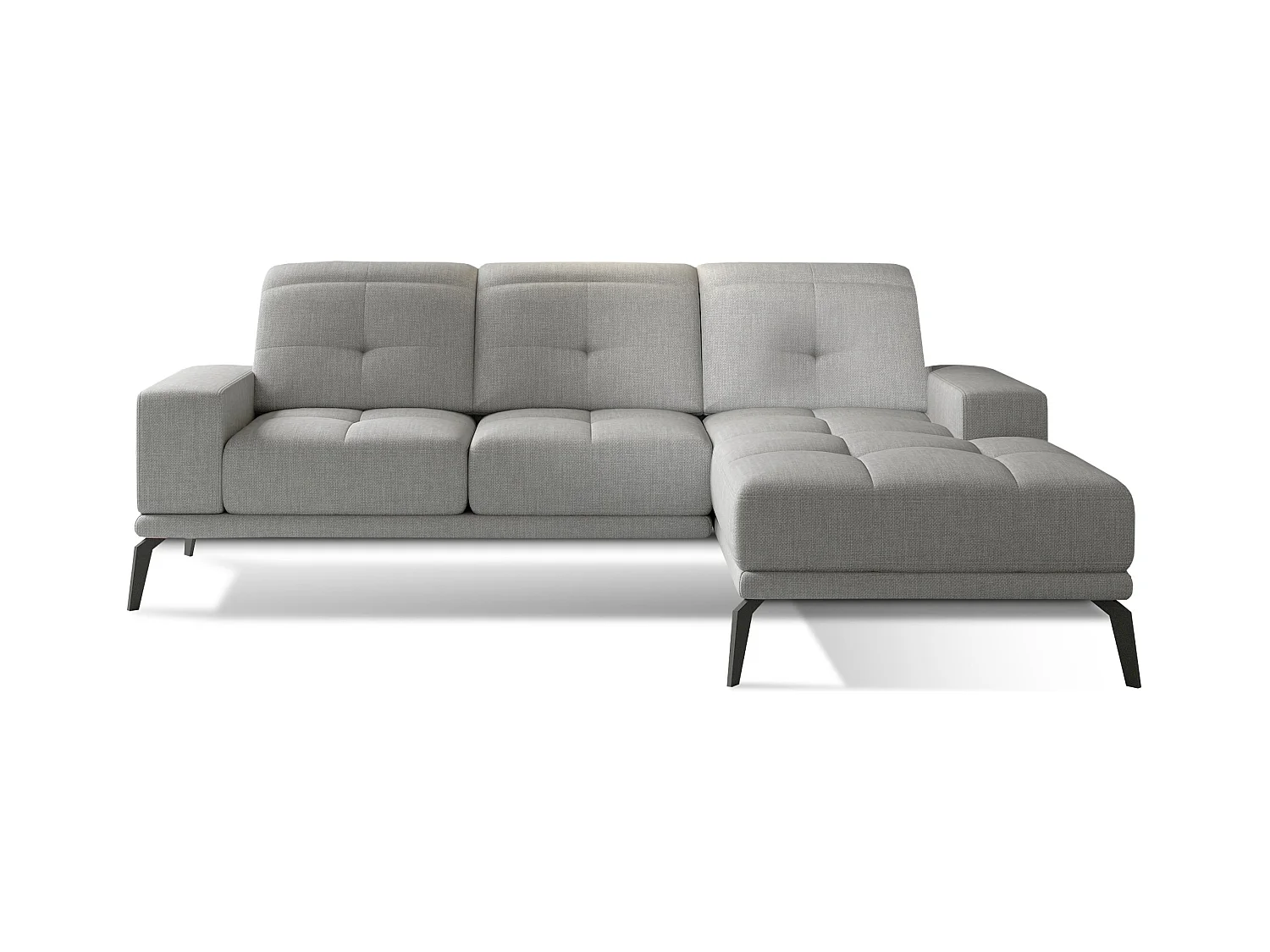 Canapé d'angle droit 5 places tissu gris souris Torpille 265cm