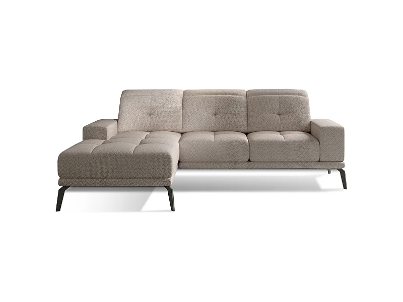 Canapé d'angle gauche 5 places tissu beige Torpille 265cm