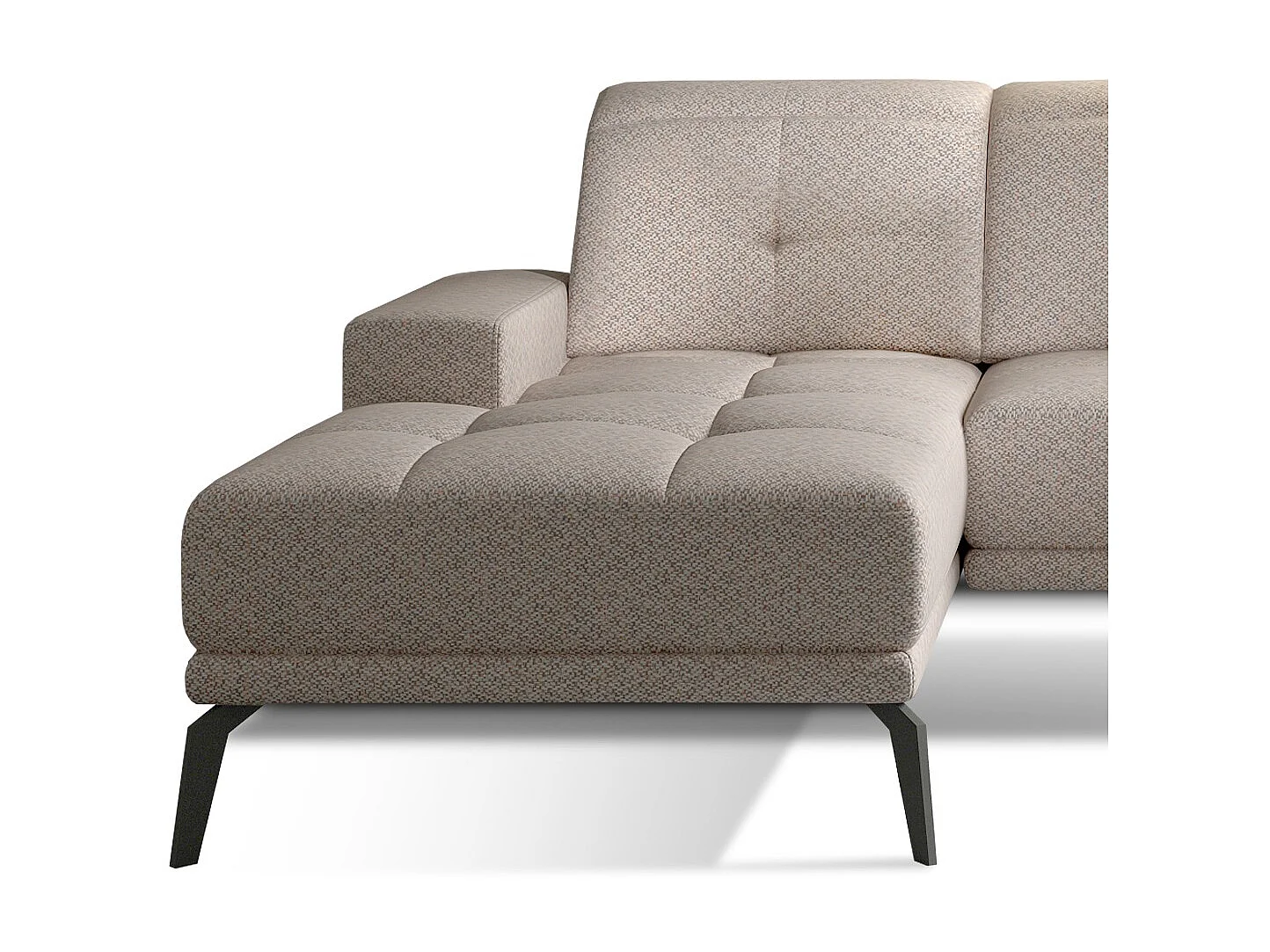 Canapé d'angle gauche 5 places tissu beige Torpille 265cm