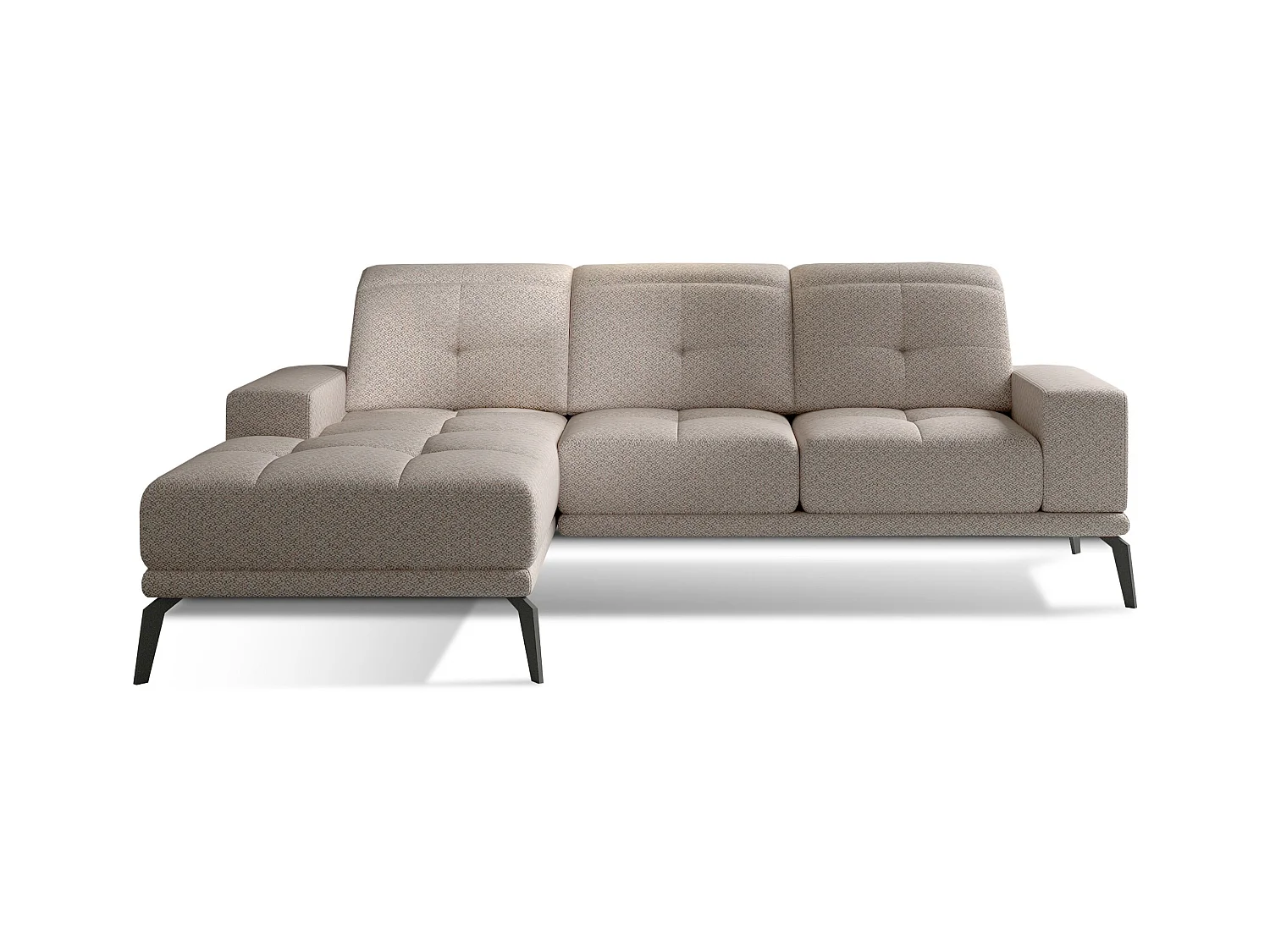 Canapé d'angle gauche 5 places tissu beige Torpille 265cm