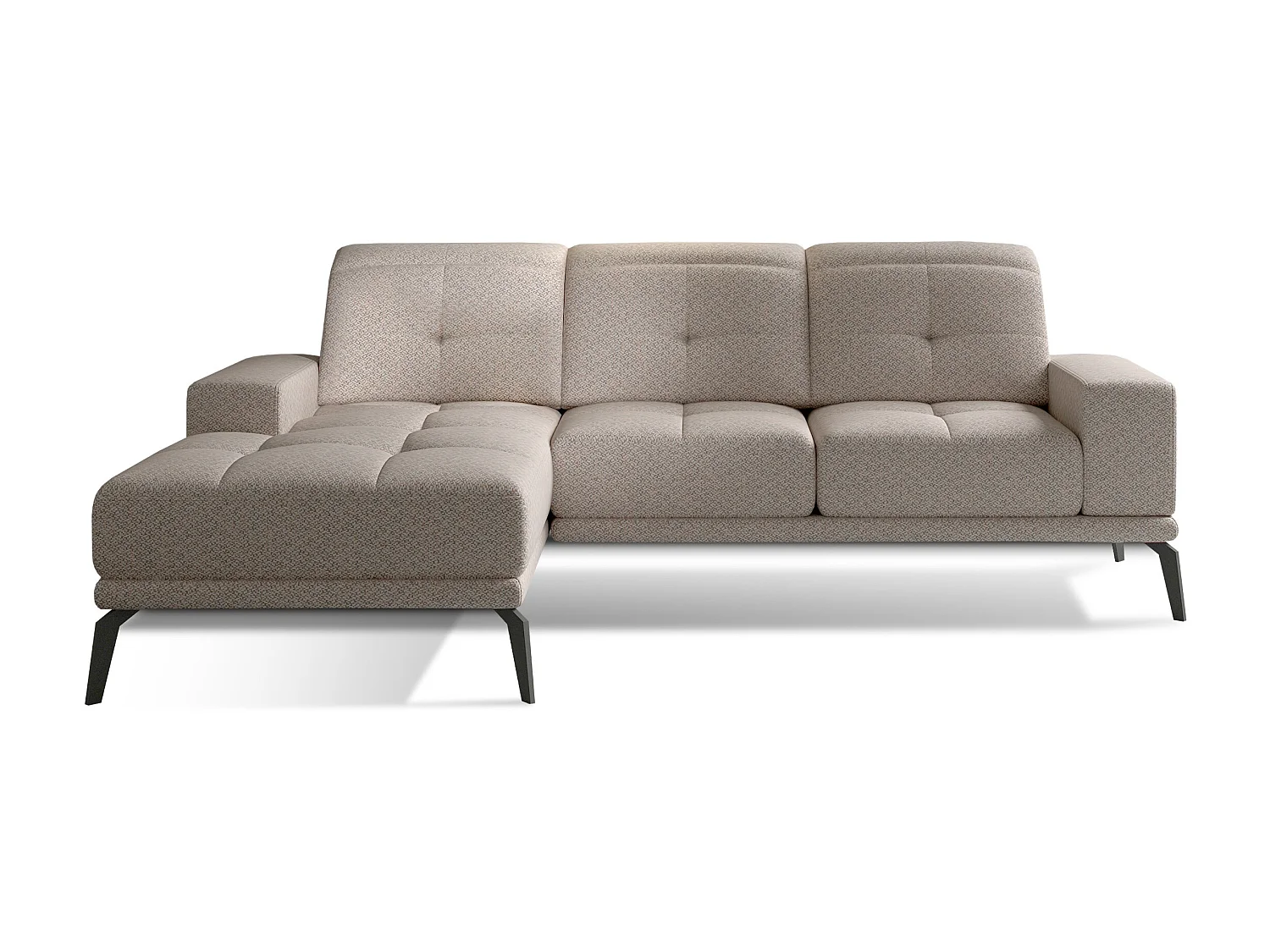 Canapé d'angle gauche 5 places tissu beige Torpille 265cm