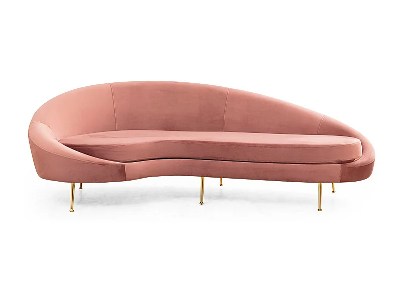 Canapé 3 places tissu rose arrondi coté gauche Tazany 255cm