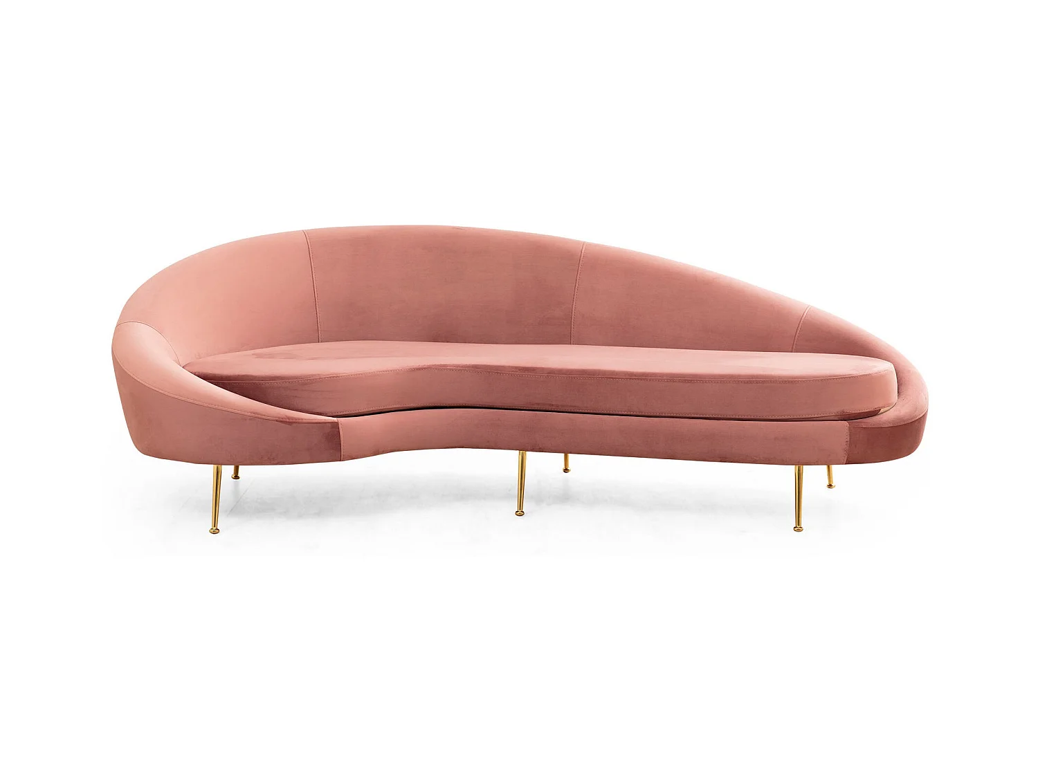Canapé 3 places tissu rose arrondi coté gauche Tazany 255cm