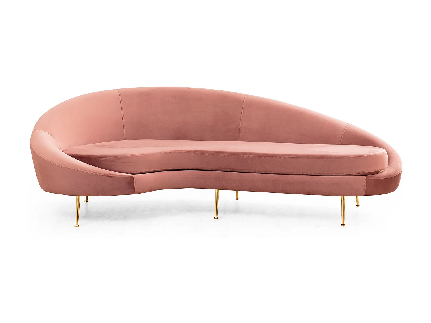 Canapé 3 places tissu rose arrondi coté gauche Tazany 255cm