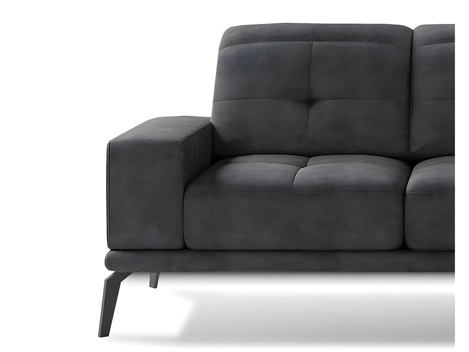 Canapé d'angle droit 5 places tissu suédine gris foncé Torpille 265cm