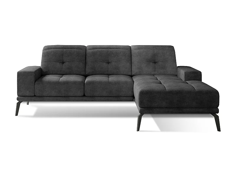 Canapé d'angle droit 5 places tissu suédine gris foncé Torpille 265cm