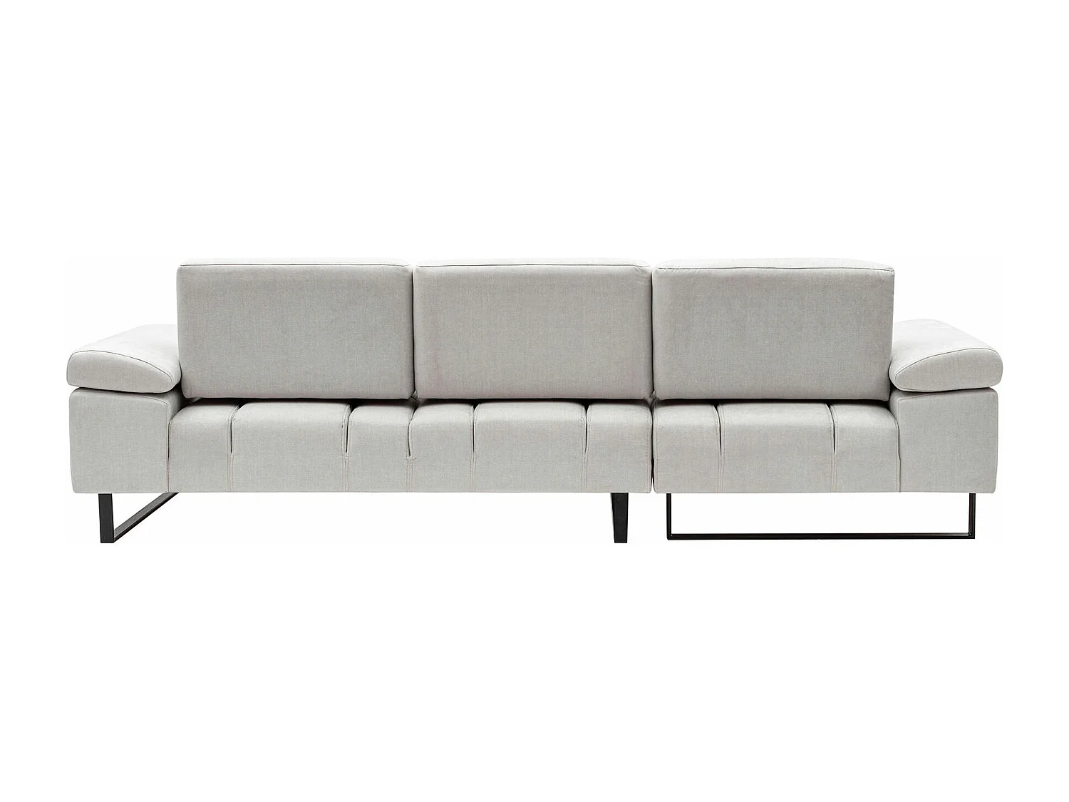 Grand canapé d'angle gauche tissu beige clair et métal noir Kustone 314cm