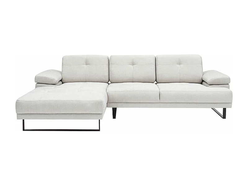 Grand canapé d'angle gauche tissu beige clair et métal noir Kustone 314cm