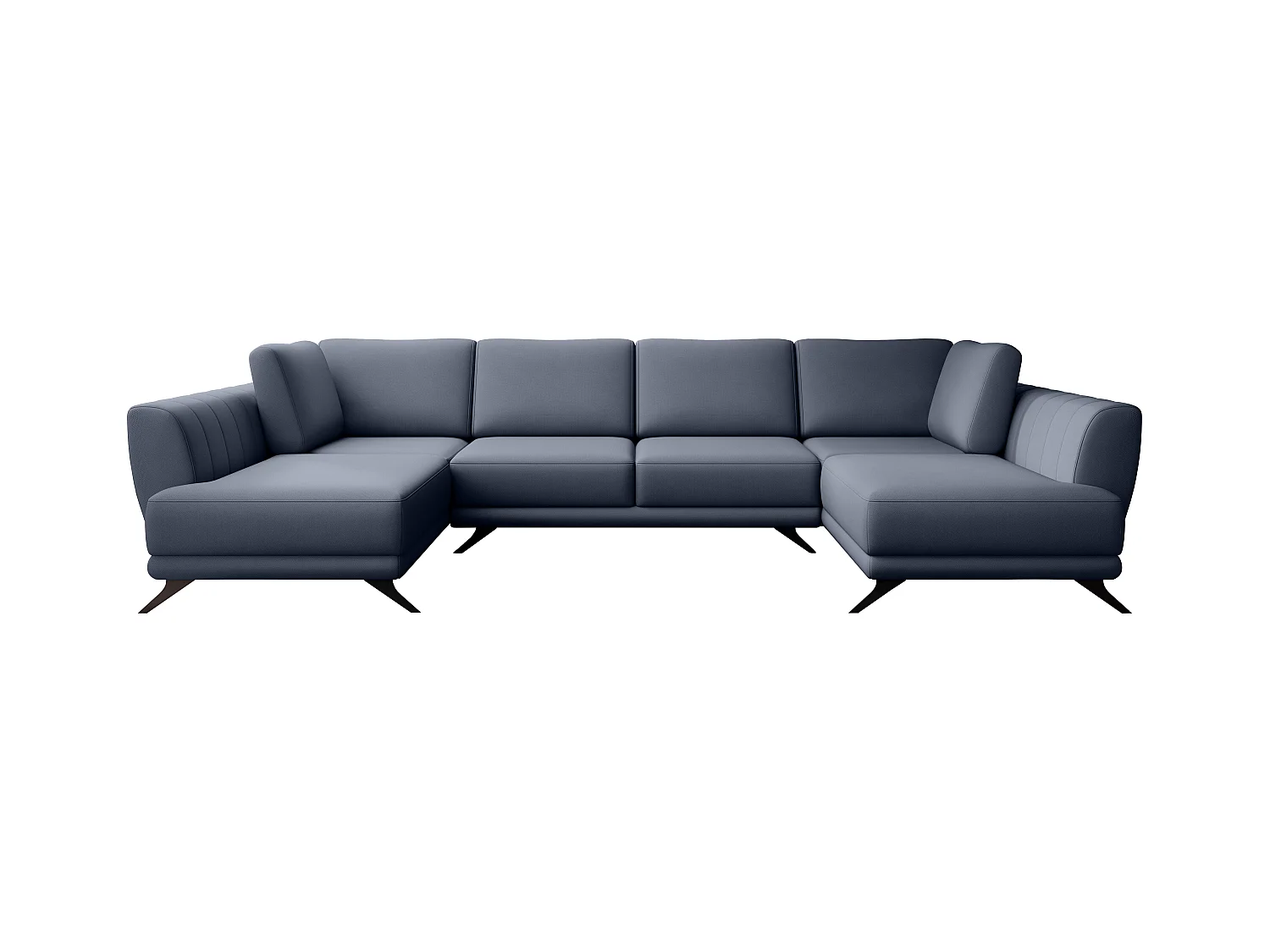 Canapé d'angle panoramique 6 places tissu bleu lavande Largos 362cm