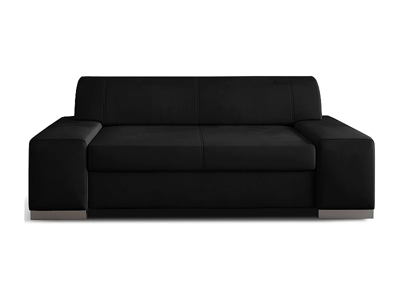 Canapé minimaliste 2-3 places velours noir Plazo 190cm