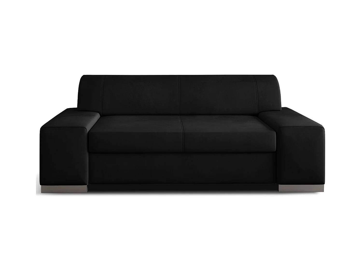 Canapé minimaliste 2-3 places velours noir Plazo 190cm