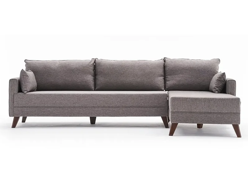 Canapé d'angle droit 5 places tissu marron clair Kandy 275cm