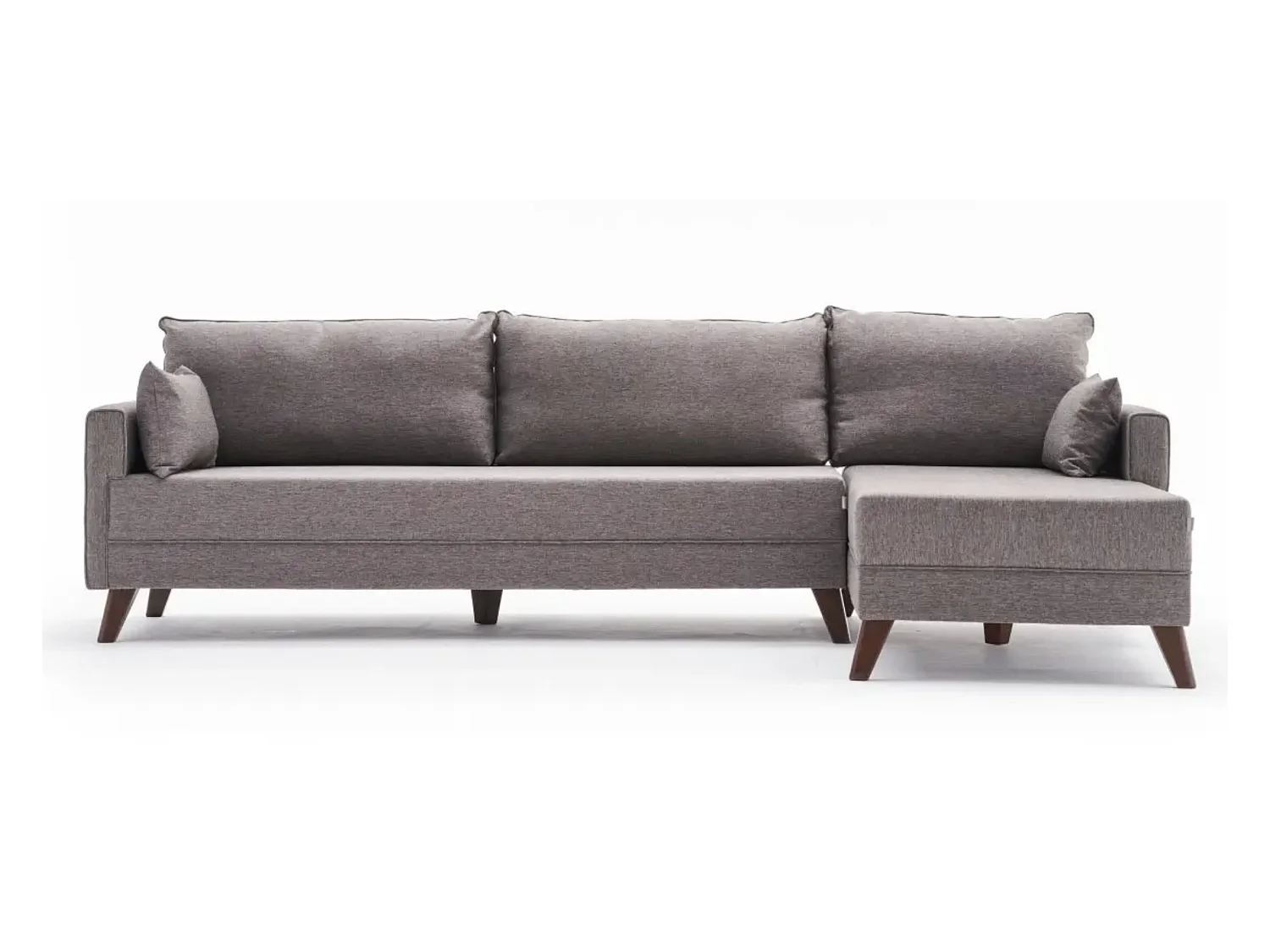 Canapé d'angle droit 5 places tissu marron clair Kandy 275cm