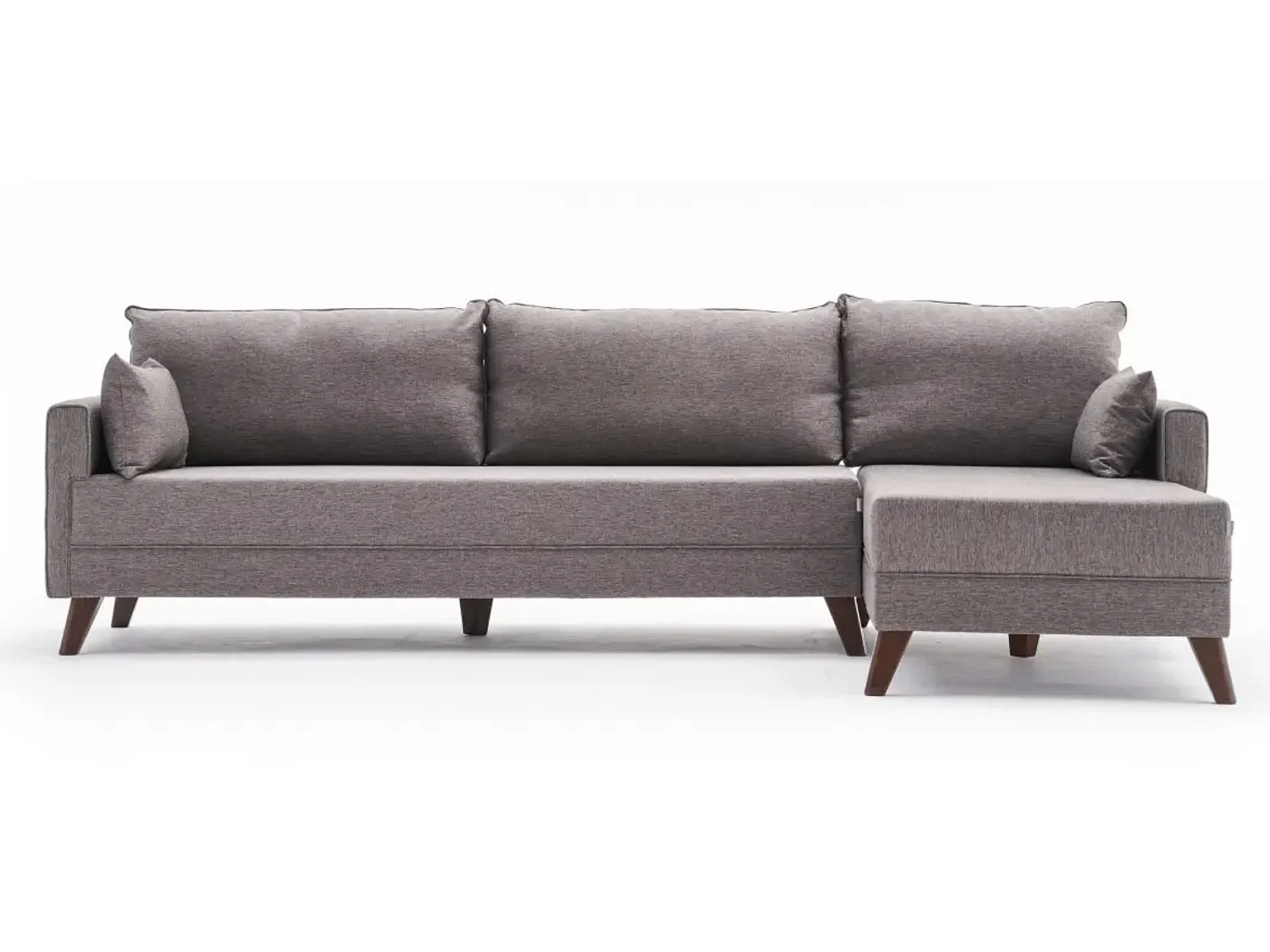 Canapé d'angle droit 5 places tissu marron clair Kandy 275cm