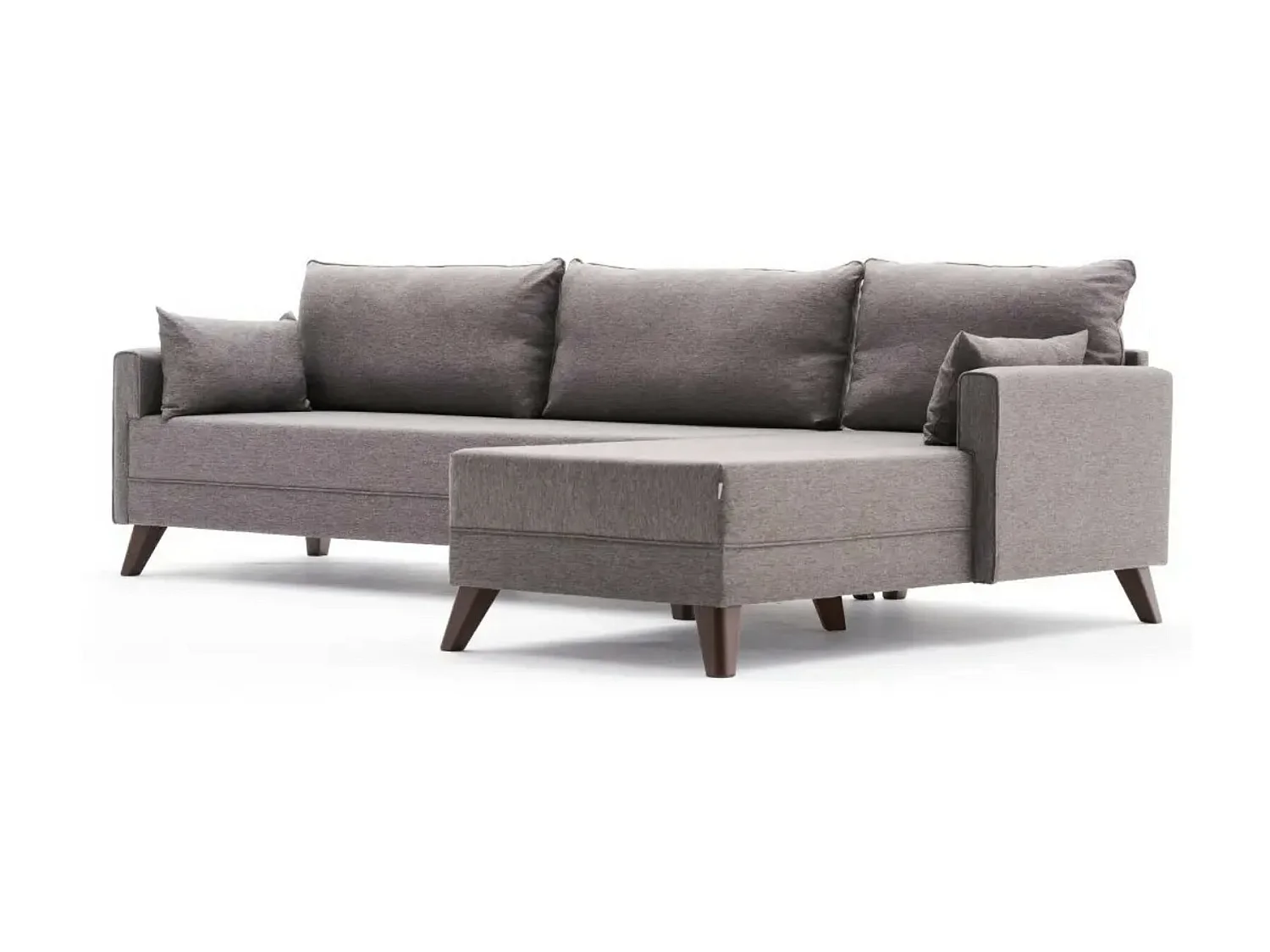 Canapé d'angle droit 5 places tissu marron clair Kandy 275cm