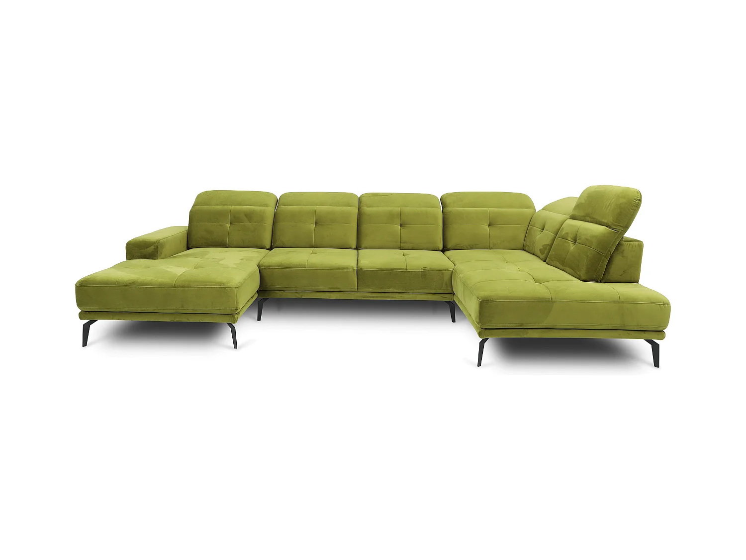 Canapé panoramique moderne simili cuir blanc angle droit Versus 350cm