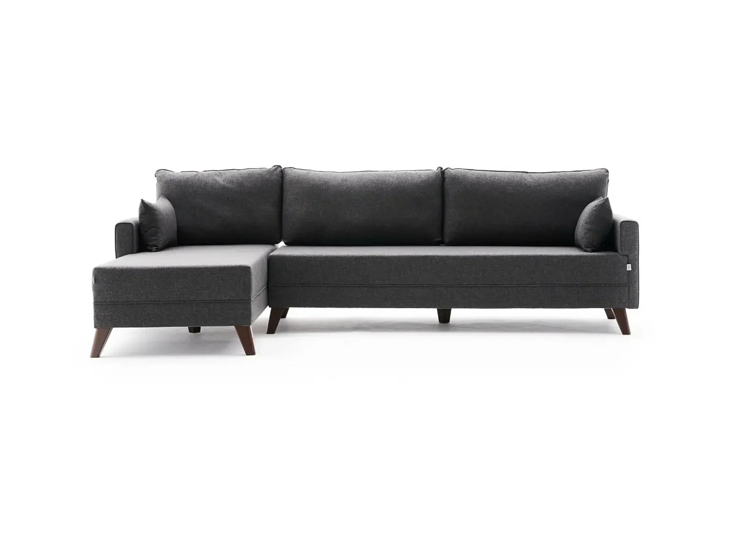 Canapé d'angle gauche 5 places tissu gris foncé Kandy 275cm