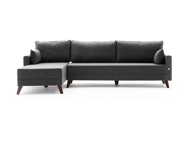 Canapé d'angle gauche 5 places tissu gris foncé Kandy 275cm