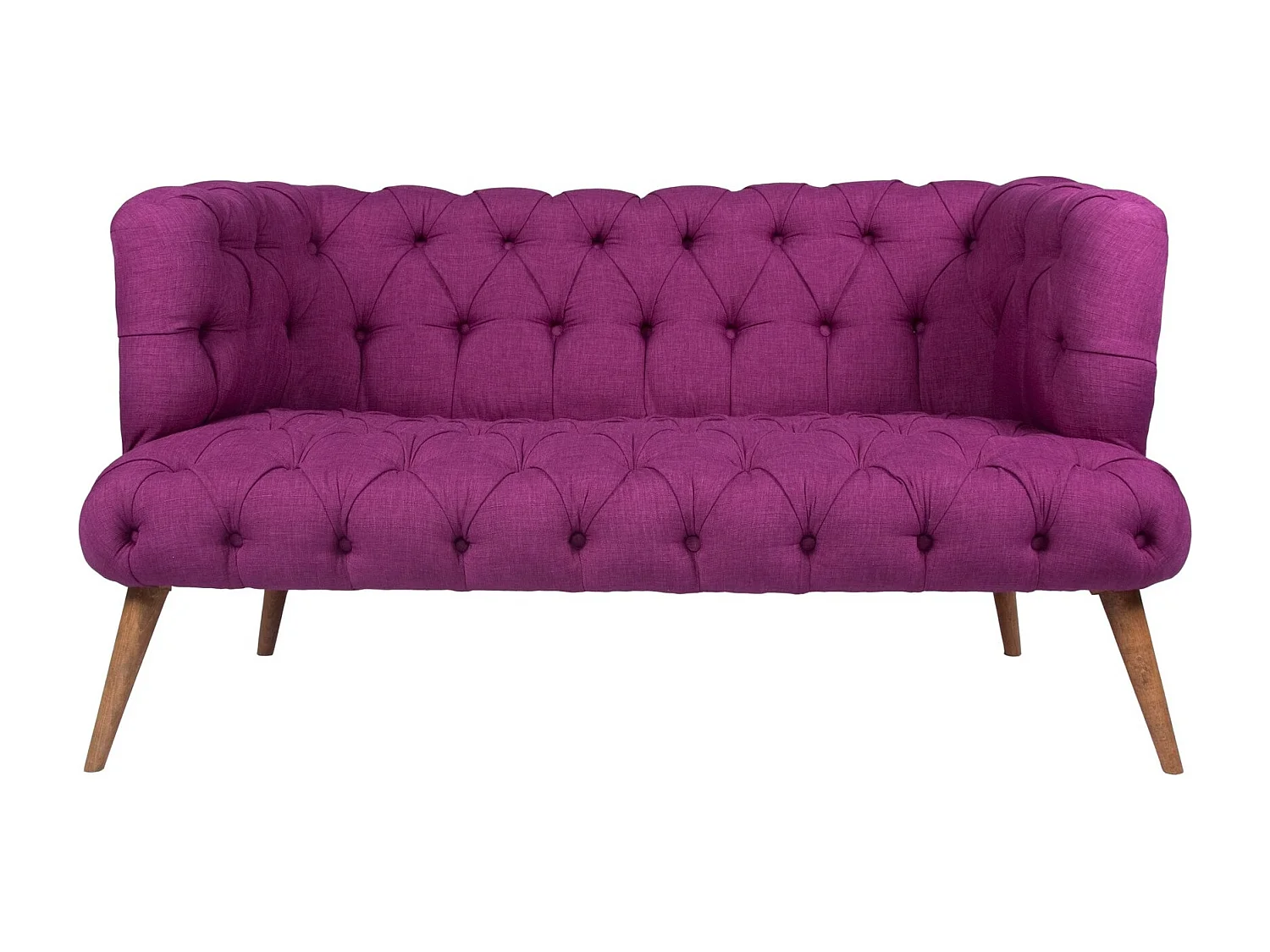 Canapé 2 places style Chesterfield tissu violet Wester 140cm