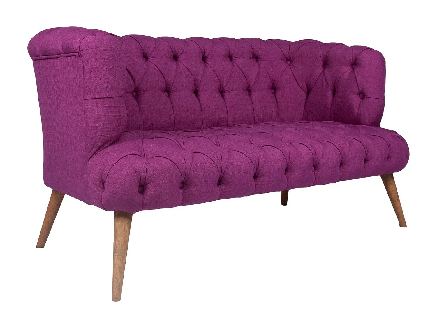 Canapé 2 places style Chesterfield tissu violet Wester 140cm