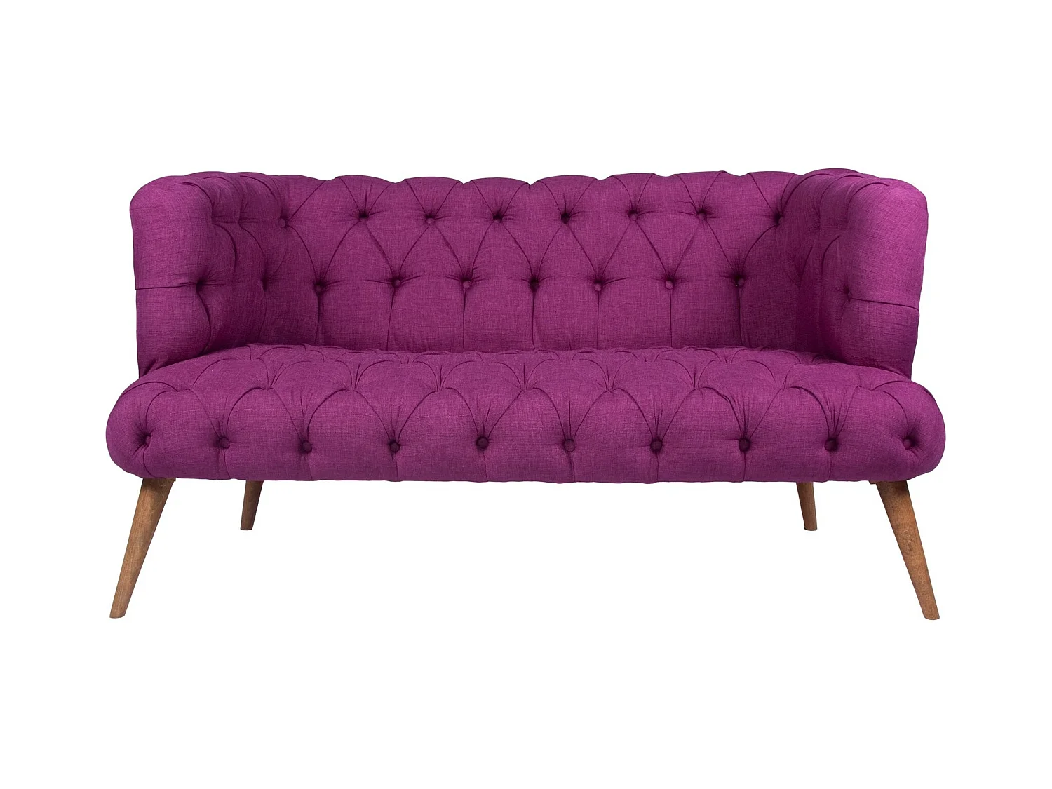 Canapé 2 places style Chesterfield tissu violet Wester 140cm