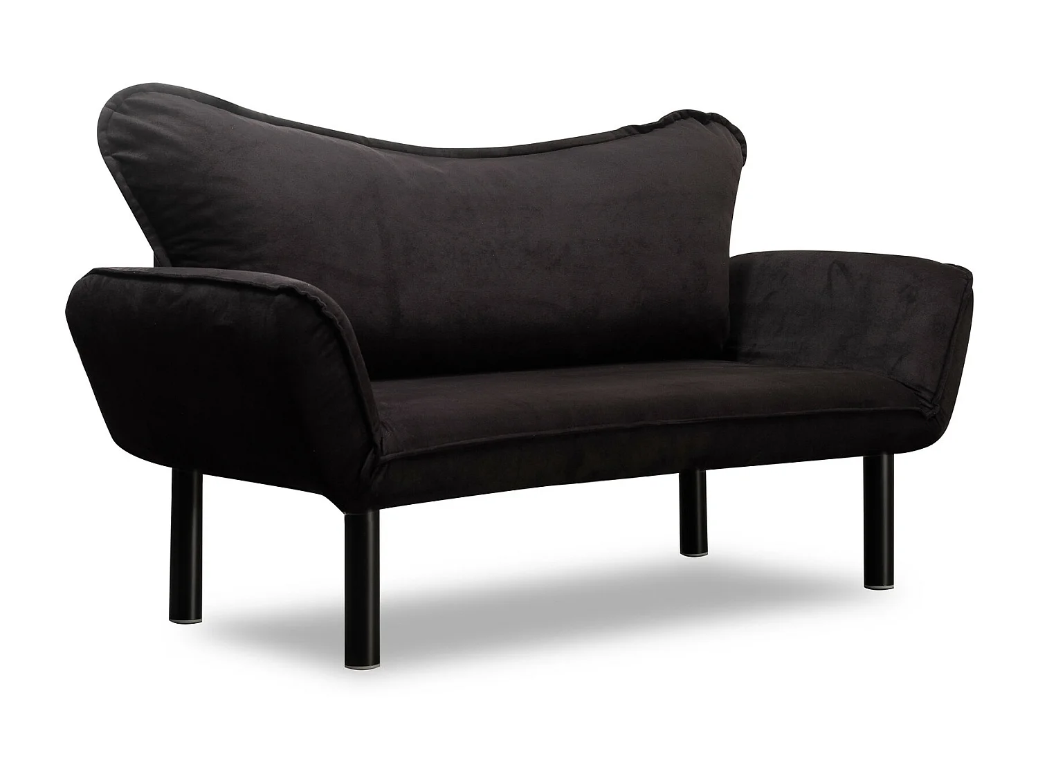 Canapé convertible 2 places tissu noir Kalos 140cm