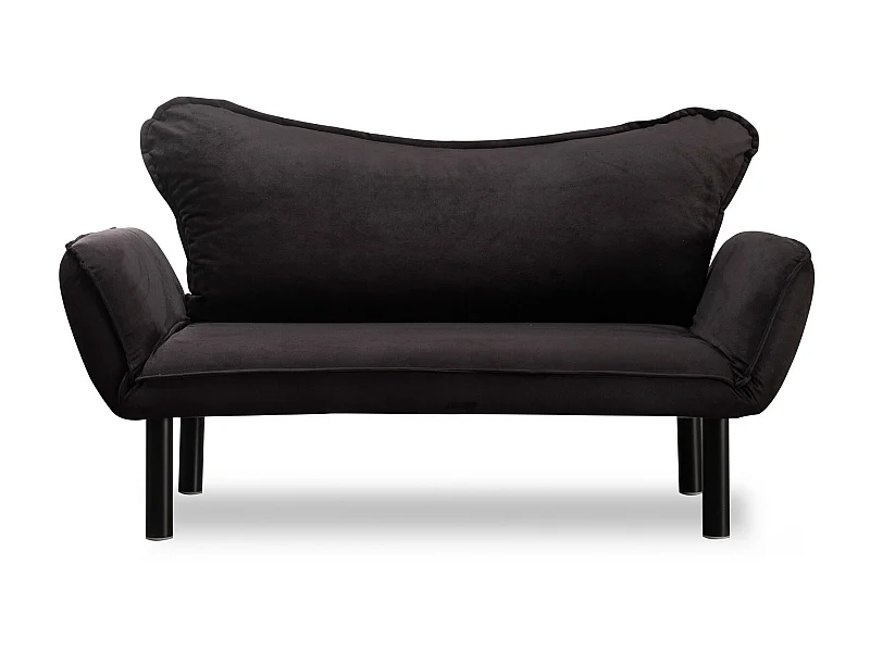 Canapé convertible 2 places tissu noir Kalos 140cm