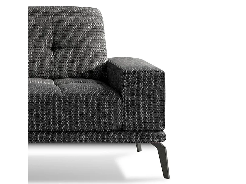 Canapé d'angle gauche 5 places tissu noir chiné Torpille 265cm