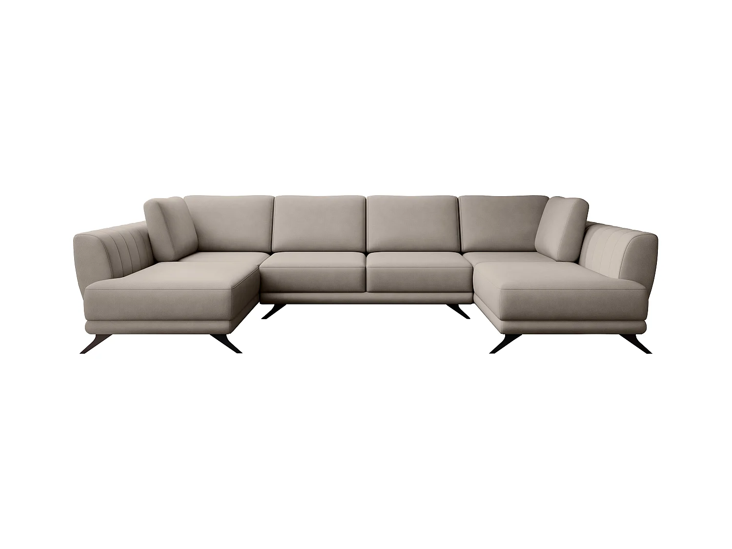6-zits panoramische hoekbank lichtbeige stof Largos 362 cm