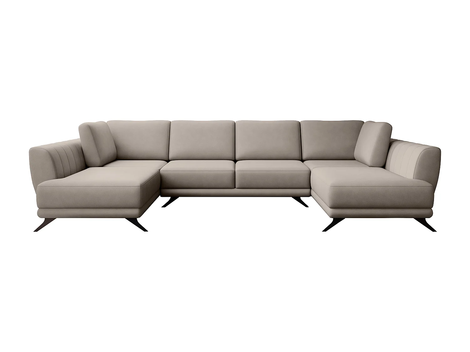 Canapé d'angle panoramique 6 places tissu beige clair Largos 362cm