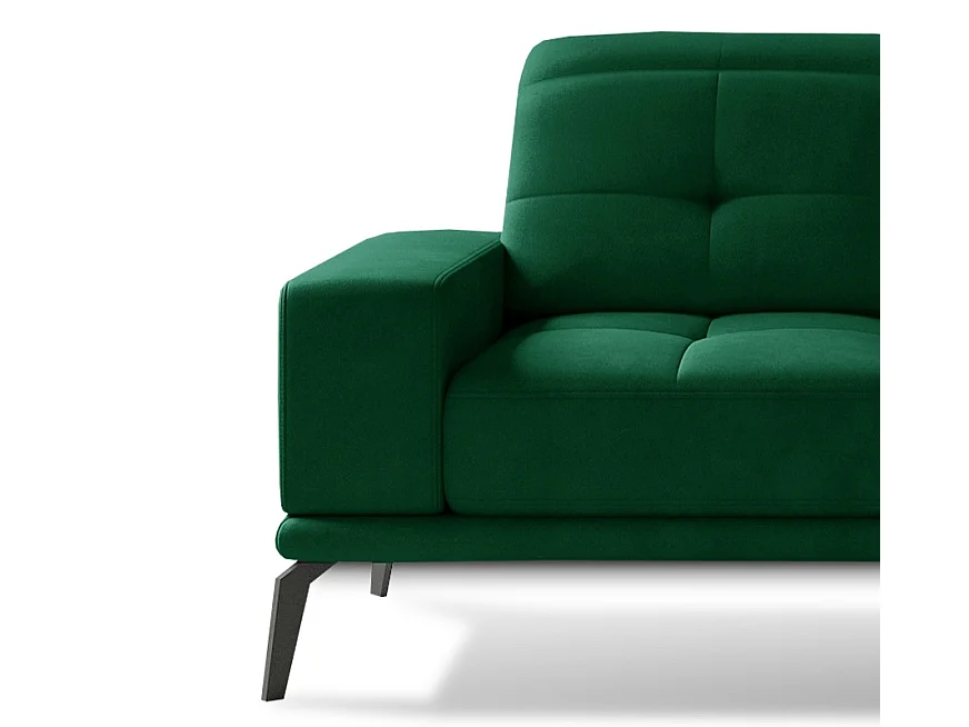 Canapé d'angle droit 5 places velours vert foncé Torpille 265cm