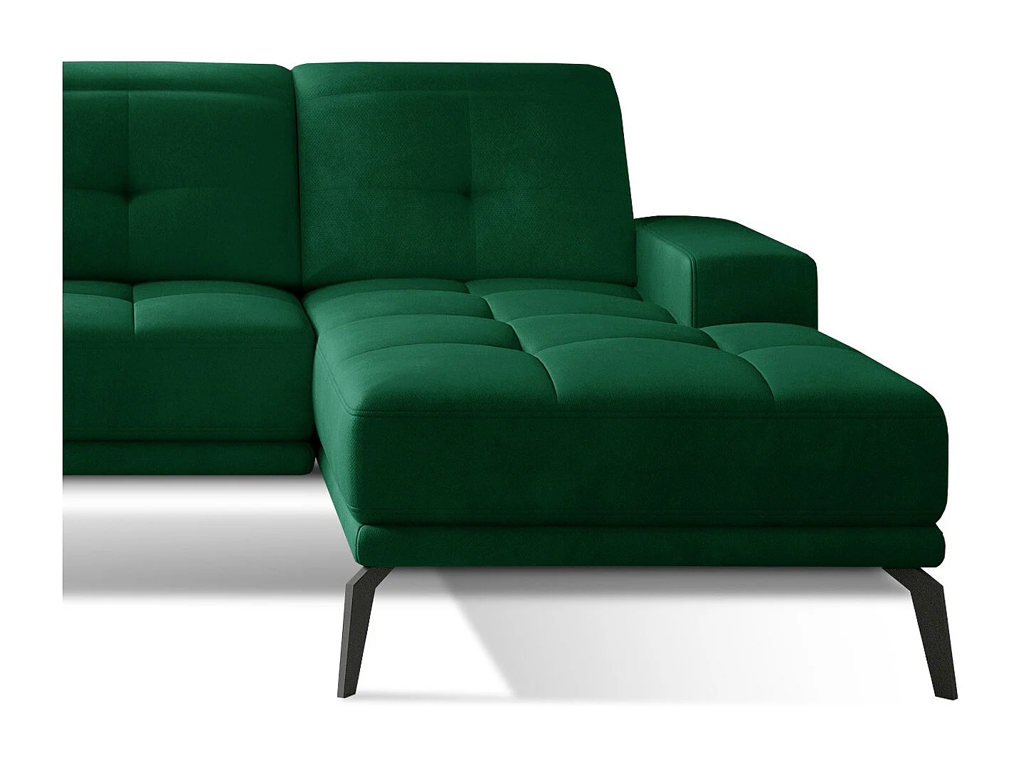 Canapé d'angle droit 5 places velours vert foncé Torpille 265cm