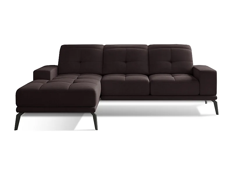 Canapé d'angle gauche 5 places velours marron foncé Torpille 265cm