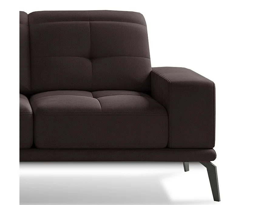 Canapé d'angle gauche 5 places velours marron foncé Torpille 265cm