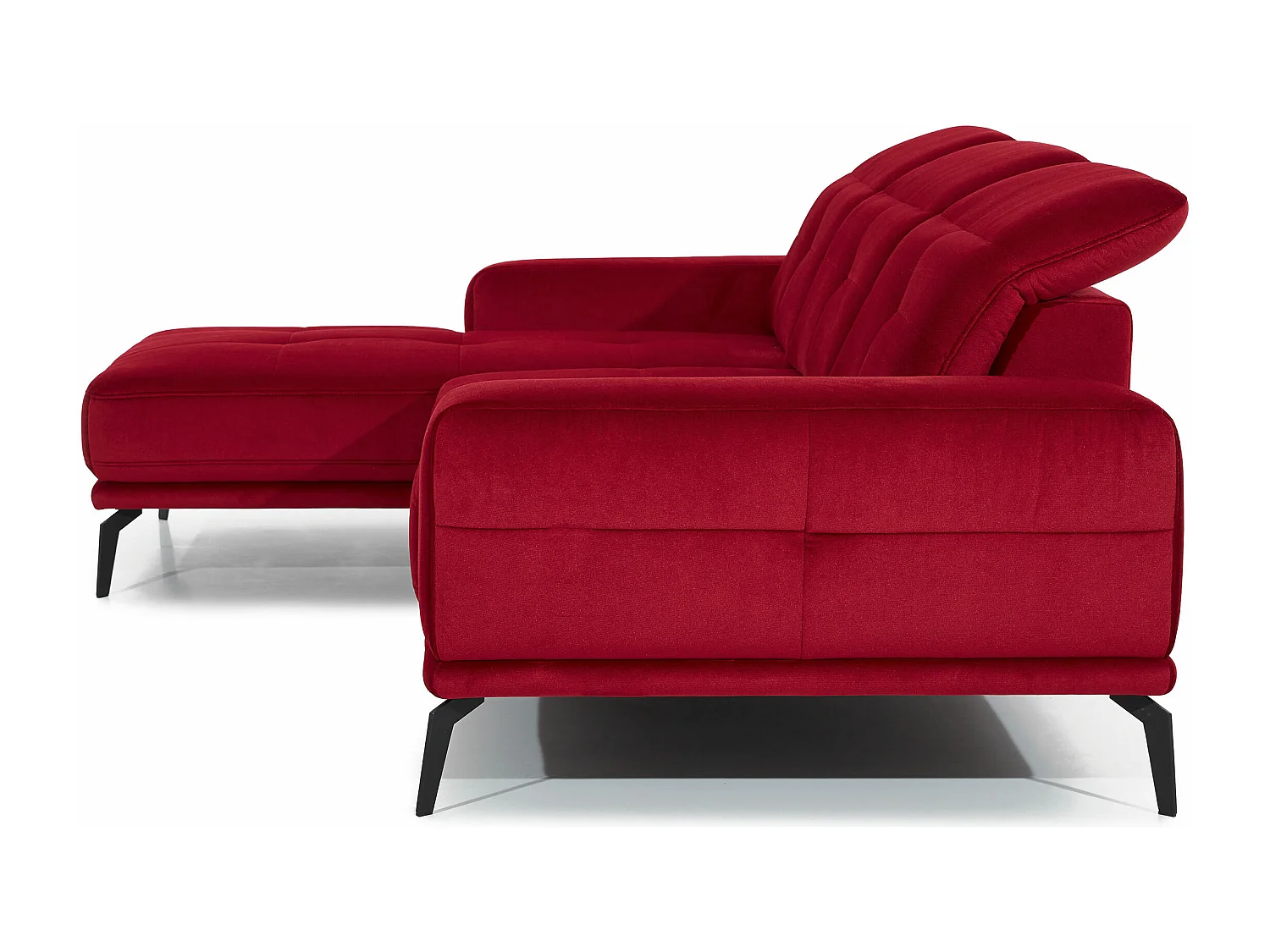 Canapé d'angle gauche 5 places velours marron foncé Torpille 265cm