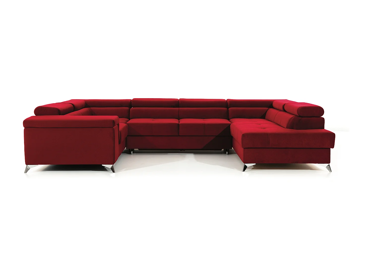 Canapé panoramique convertible velours vert foncé avec coffre de rangement Triano 342cm-Coffre de rangement à droite